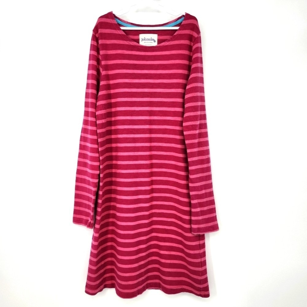Johnnie B Girls Pink Striped Long Sleeve T-Shirt Dress Size 13-14Y Cotton Casual